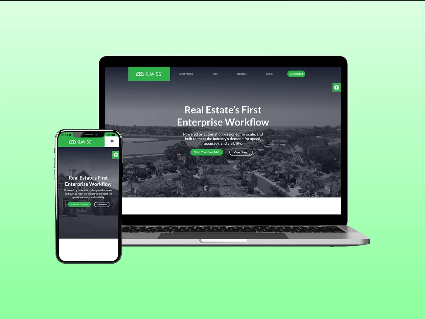Klaviss real estate enterprise workflow platform on laptop and phone